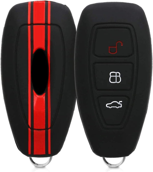 JVCV® Car Key Cover Compatible with Ford Ecosport Smart Key - Rally Stripe