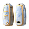 JVCV® Marble Gold Border TPU Key Cover Compatible with Audi A1 A3 A6 Q2 Q3 Q7 TT TTS R8 S3 S6 RS3 Folding Key