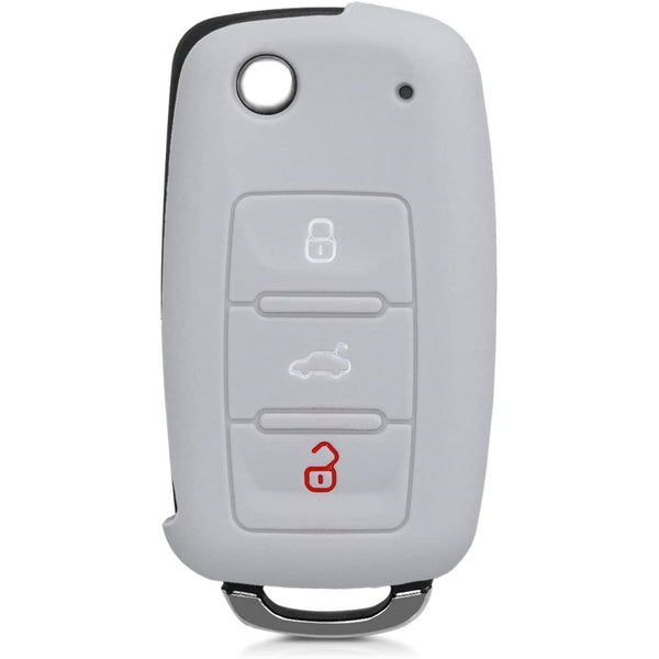 Car Key Cover Compatible with Volkswagen Polo Vento Jetta Ameo Passat and Skoda Rapid Laura Superb Octavia Fabia Yeti Folding Key - Rally Stripe