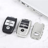 JVCV® Premium Soft TPU Leather Pattern Key Cover Compatible with Kia Seltos Sonet Carens 3 Button Push Start Car Key