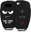 JVCV® Car Key Cover Compatible with Audi A1 A3 A6 Q2 Q3 Q7 TT TTS R8 S3 S6 RS3 Folding Key - Don't Touch My Key