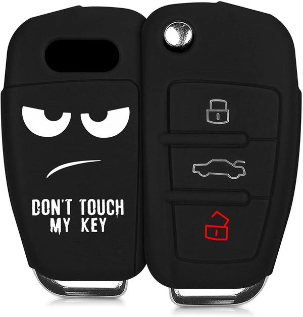 JVCV® Car Key Cover Compatible with Audi A1 A3 A6 Q2 Q3 Q7 TT TTS R8 S3 S6 RS3 Folding Key - Don't Touch My Key