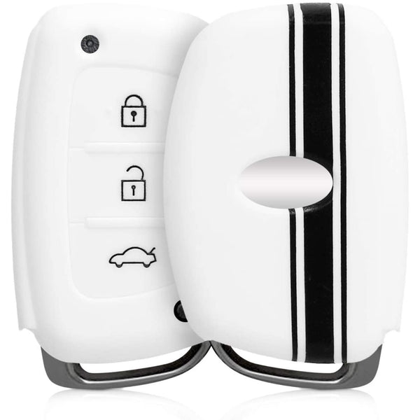 Car Key Cover Compatible with Hyundai Creta Venue Elantra Tucson i10 i20 Elite Active Xcent Verna 3 Button Push Button Start Key - Rally Stripes