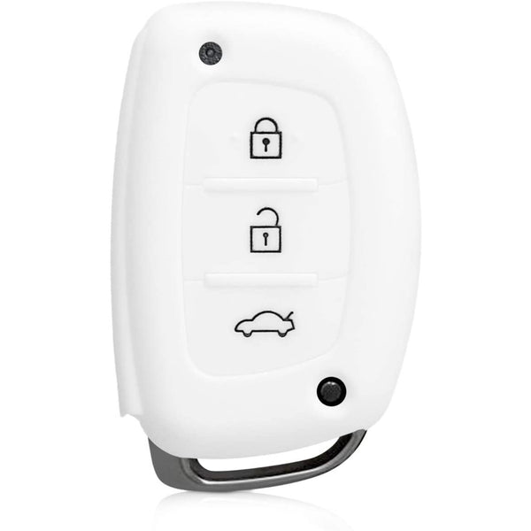 Car Key Cover Compatible with Hyundai Creta Venue Elantra Tucson i10 i20 Elite Active Xcent Verna 3 Button Push Button Start Key - Rally Stripes