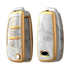 JVCV® Marble Gold Border TPU Key Cover Compatible with Audi A1 A3 A6 Q2 Q3 Q7 TT TTS R8 S3 S6 RS3 Folding Key