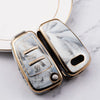 JVCV® Marble Gold Border TPU Key Cover Compatible with Audi A1 A3 A6 Q2 Q3 Q7 TT TTS R8 S3 S6 RS3 Folding Key