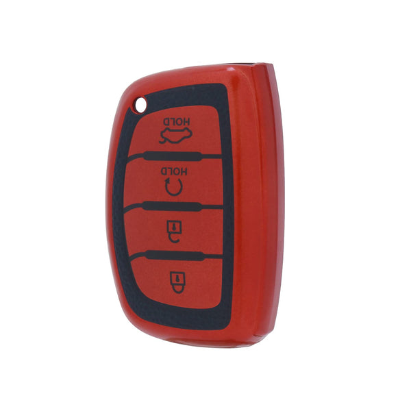 JVCV® Premium Soft TPU Leather Pattern Key Cover Compatible with Hyundai Smart Key