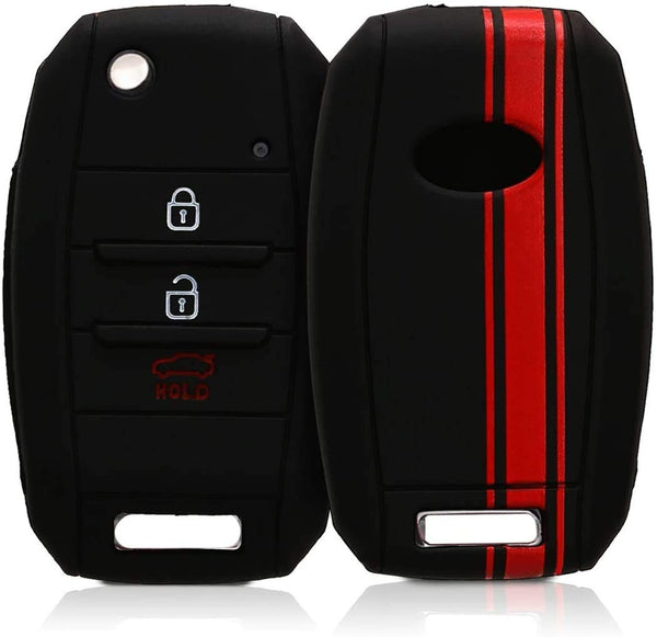 JVCV® Car Key Cover Compatible with Kia Folding Key - Rally Stripe