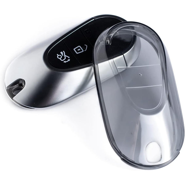 JVCV® Soft TPU Transparent Cover Compatible with Mercedes Benz S-Class G-Class E-Class 2022 Onwards 3 Button Smart Key (Transparent Black)