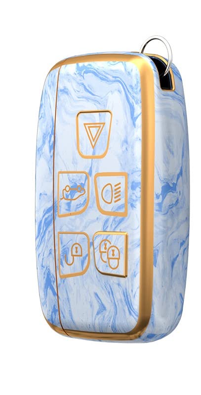 JVCV® Marble Gold Border TPU Key Cover Compatible with Hyundai Verna Push Button Start Car Key