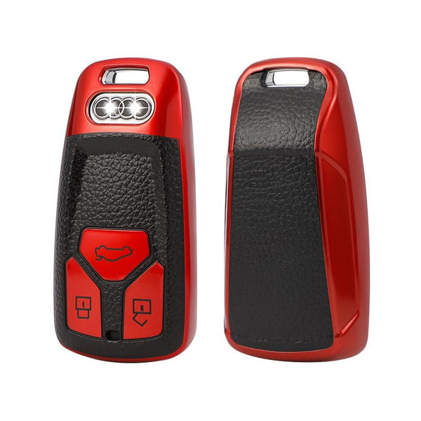 JVCV® Premium Soft TPU Leather Pattern Key Cover Compatible with Audi Smart Key