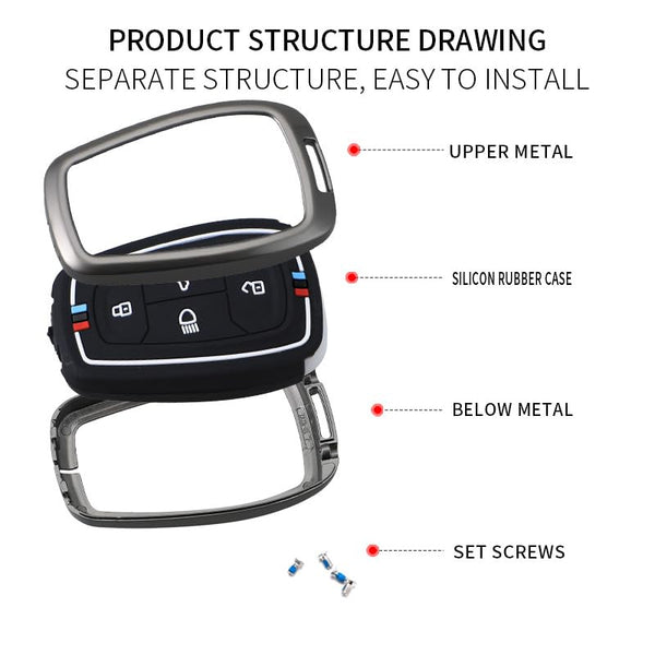 JVCV® Metal Key Cover compatible with Tata Nexon, Harrier, Tiago EV, Altroz, Tigor, Safari, Nexon EV, Punch, Punch EV 4 Button Smart Key