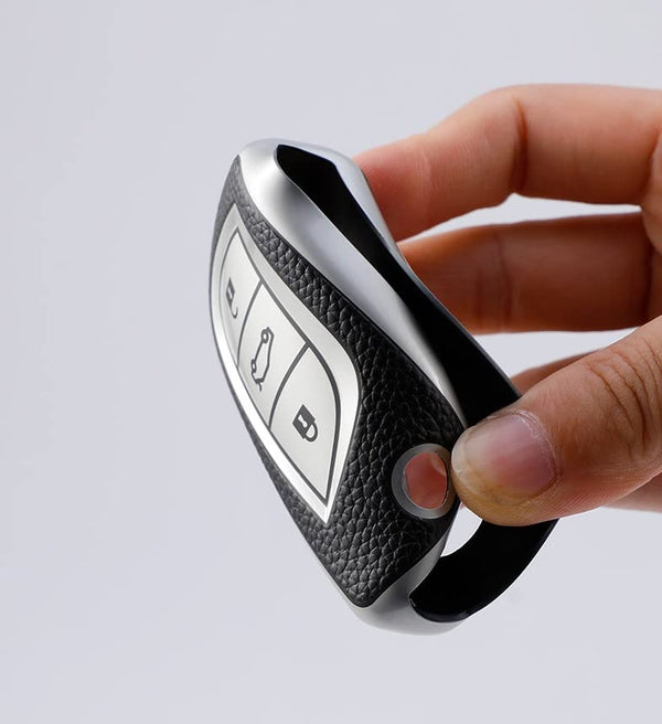 JVCV® Premium Soft TPU Leather Pattern Key Cover Compatible with Toyota Flip Key