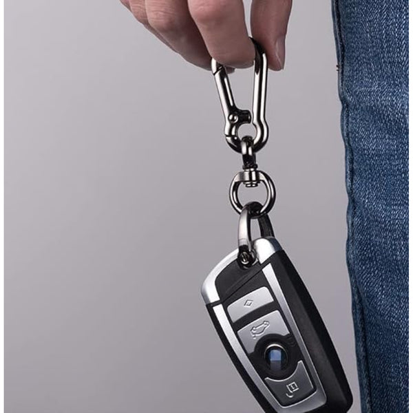 JVCV® 2-Pack Metal Keychain Set – Quick-Release Horseshoe D-Ring + Round Carabiner Key Holder for Car, Bike, Office & Home Keys