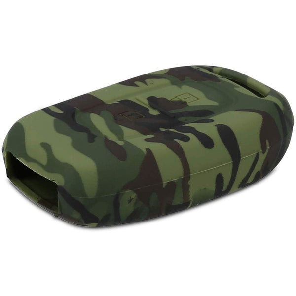 Car Styling Soft Silicone Camouflage Key Cover Compatible with Renault Kiger, Kwid, Duster 2016, Triber 2 Button Remote Key (Green Camouflage)