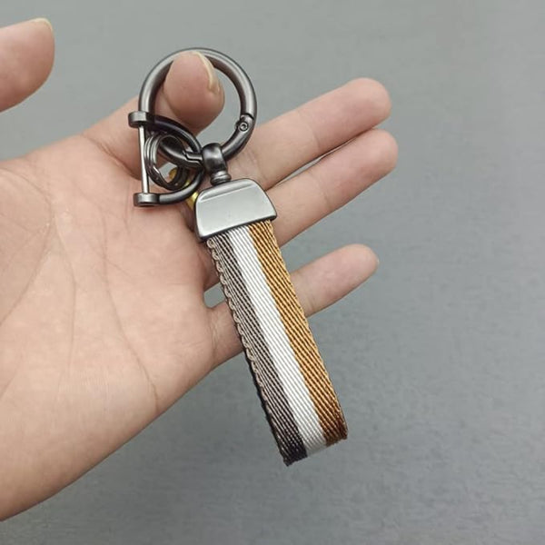 JVCV® Nylon & Leather Universal Keychain – 360° Rotatable Zinc‑Alloy Hook & Screw‑Cap D‑Ring, Multi‑Key Holder for Car, Bike, Home & Office (Men & Women)