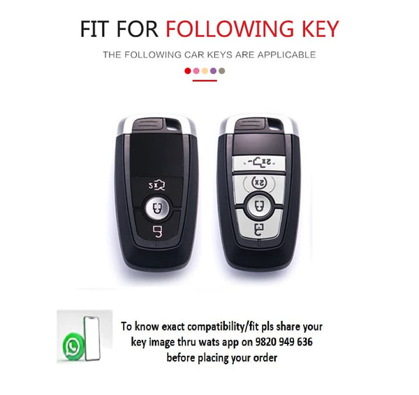 JVCV® Marble Gold Border TPU Key Cover Compatible with Ford Ecosport Aspire Freestyle Endeavour Push Button Start Car Key