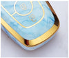 JVCV® Marble Gold Border TPU Key Cover Compatible with Ford Ecosport Aspire Freestyle Endeavour Push Button Start Car Key
