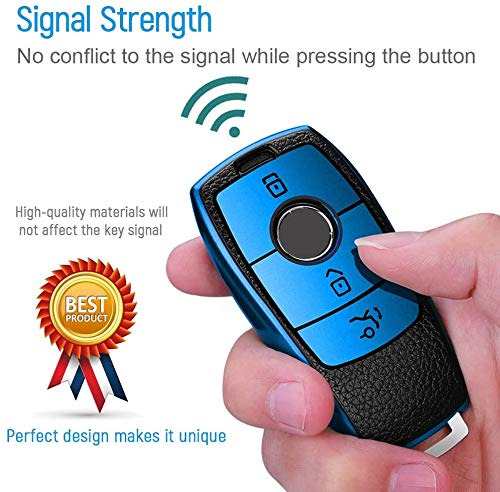 JVCV® Premium Soft TPU Leather Pattern Key Cover Compatible with Benz E Series Smart Key