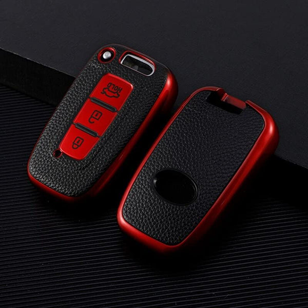 JVCV® Premium Soft TPU Leather Pattern Key Cover Compatible with Hyundai Verna Fluidic Old i20 Santafe Push Button Smart Key