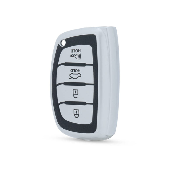 JVCV® Premium Soft TPU Leather Pattern Key Cover Compatible with Hyundai Smart Key