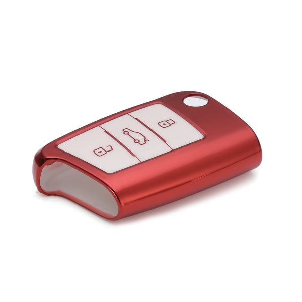 JVCV® TPU Car Key Cover Compatible with Skoda Kushaq Octavia, Kodiaq Superb Folding Key - Don’t Touch My Key