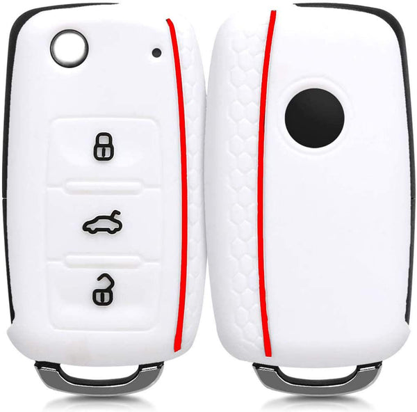 JVCV® Car Key Cover Compatible with Volkswagen Polo Vento Jetta Ameo Passat and Skoda Rapid Laura Superb Octavia Fabia Yeti Folding Key