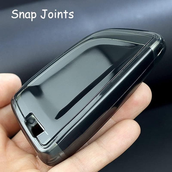 JVCV® Soft TPU Transparent Cover with keychain – BMW Blade Smart Key (Transparent Black)