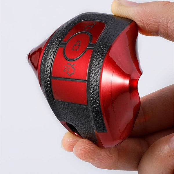 JVCV® Premium Soft TPU Leather Pattern Key Cover Compatible with Ford Ecosport Aspire Freestyle Endeavour Push Button Start Car Key