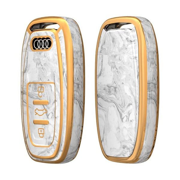 JVCV® Marble Gold Border TPU Key Cover Compatible with Audi Smart Key