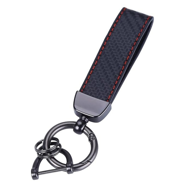 Microfiber Leather Car Keychain, Universal Key Fob Keychain Carbon Fiber Pattern Leather Key Chain Holder for Men and Women