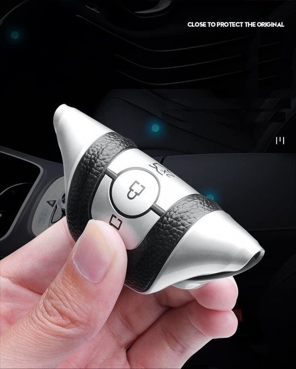 VCV® Premium Soft TPU Leather Pattern Key Cover Compatible with Ford Ecosport Aspire Freestyle Endeavour Push Button Start Car Key