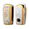 JVCV® Marble Gold Border TPU Key Cover Compatible with Toyota Innova Crysta and Corolla Altis Flip Key