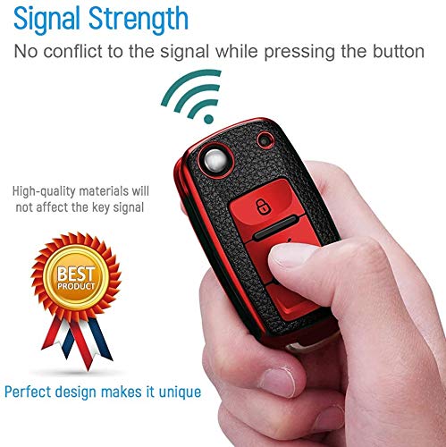JVCV® Premium Soft TPU Leather Pattern Key Cover Compatible with VW & Skoda Keys