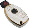 JVCV® Gold Border TPU Key Cover – Compatible with Mercedes-Benz C-Class, E-Class, S-Class, M-Class, CLS, CLK & G-Class – 3 Button Smart Key