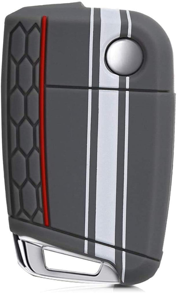 JVCV® Car Key Cover Compatible with Skoda Octavia, Kodiaq Superb Folding Key - Rally Stripe