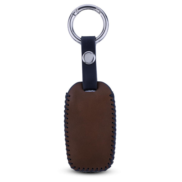 JVCV® Soft Handmade Leather Key Cover Compatible with Kia Sonet Seltos Carens 4 Button Smart Key