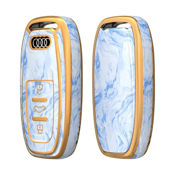 JVCV® Marble Gold Border TPU Key Cover Compatible with Audi Smart Key