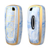 JVCV® Marble Gold Border TPU Key Cover Compatible with Ford Ecosport Aspire Freestyle Endeavour Push Button Start Car Key