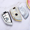 JVCV® Marble Gold Border TPU Key Cover Compatible with BMW Blade Smart Key