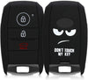 JVCV® Car Styling Soft Silicone Key Cover Compatible with Kia Seltos Sonet Carens 3 Button Smart Key - Don't Touch My Key