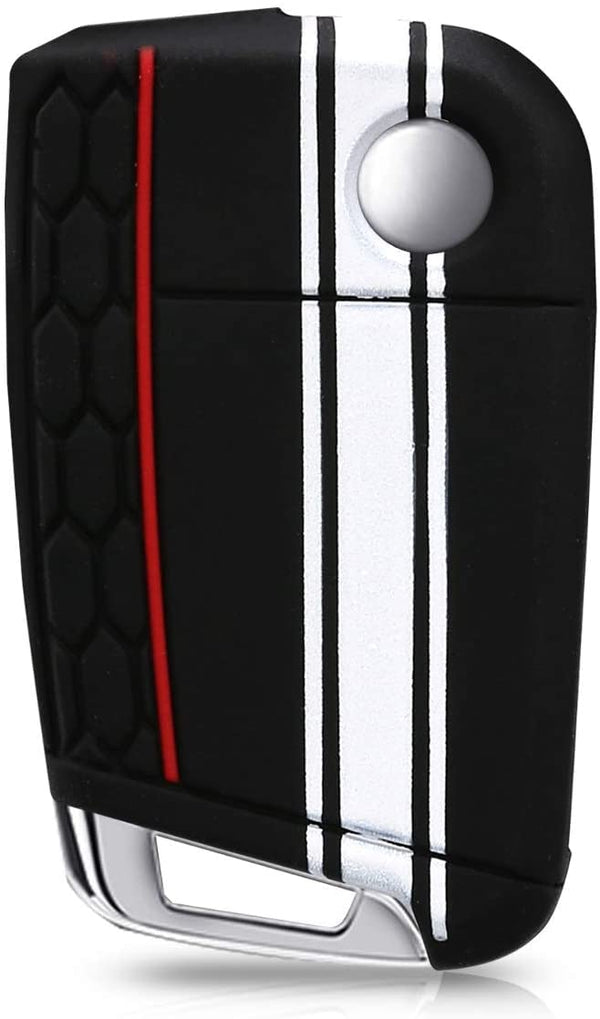 JVCV® Car Key Cover Compatible with Skoda Octavia, Kodiaq Superb Folding Key - Rally Stripe