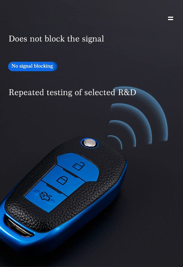 JVCV® Premium Soft TPU Leather Pattern Key Cover Compatible with Ford Folding Key