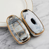 JVCV® Marble Gold Border TPU Key Cover Compatible with Hyundai Verna Push Button Start Car Key