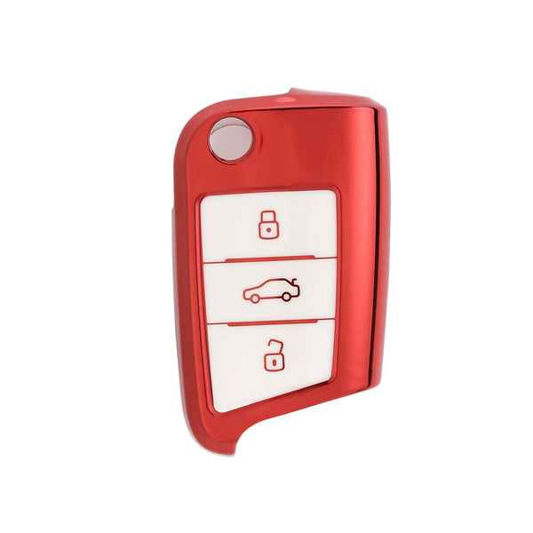 JVCV® TPU Car Key Cover Compatible with Skoda Kushaq Octavia, Kodiaq Superb Folding Key - Don’t Touch My Key