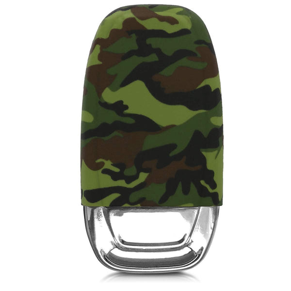 Car Styling Soft Silicone Camouflage Key Cover Compatible with Audi Smart Key (Green Camouflage)