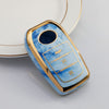 JVCV® Marble Gold Border TPU Key Cover Compatible with Toyota Innova Crysta Fortuner Legender Hycross Hilux Land Cruiser 3 Button Smart Key.