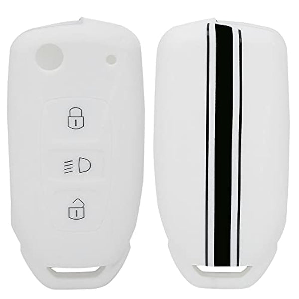 JVCV® Car Key Cover Compatible with Tata Curvv Tiago Tigor Punch Nexon Zest Bolt Safari Storme Flip Key - Rally Stripe