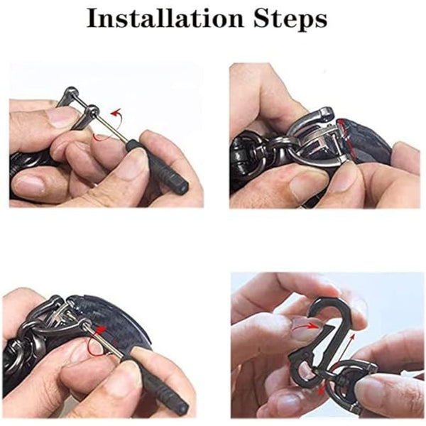 JVCV® 2-Pack Metal Keychain Set – Quick-Release Horseshoe D-Ring + Round Carabiner Key Holder for Car, Bike, Office & Home Keys