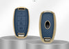 JVCV® Premium Soft Gold Border TPU Leather Pattern Key Cover Compatible with New Hyundai Verna and i20 NLine 4 Button Car Key
